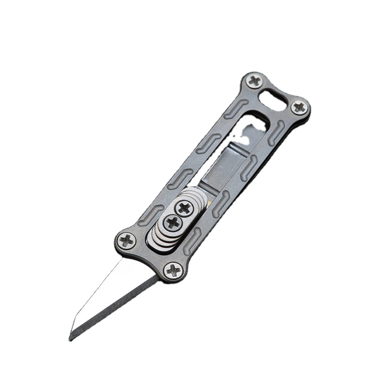 BST-TI Titanium Alloy EDC Pocket Knife Stainless Steel Lightweight Multi-functional Push-pull Window-breaking Quick-release DIY