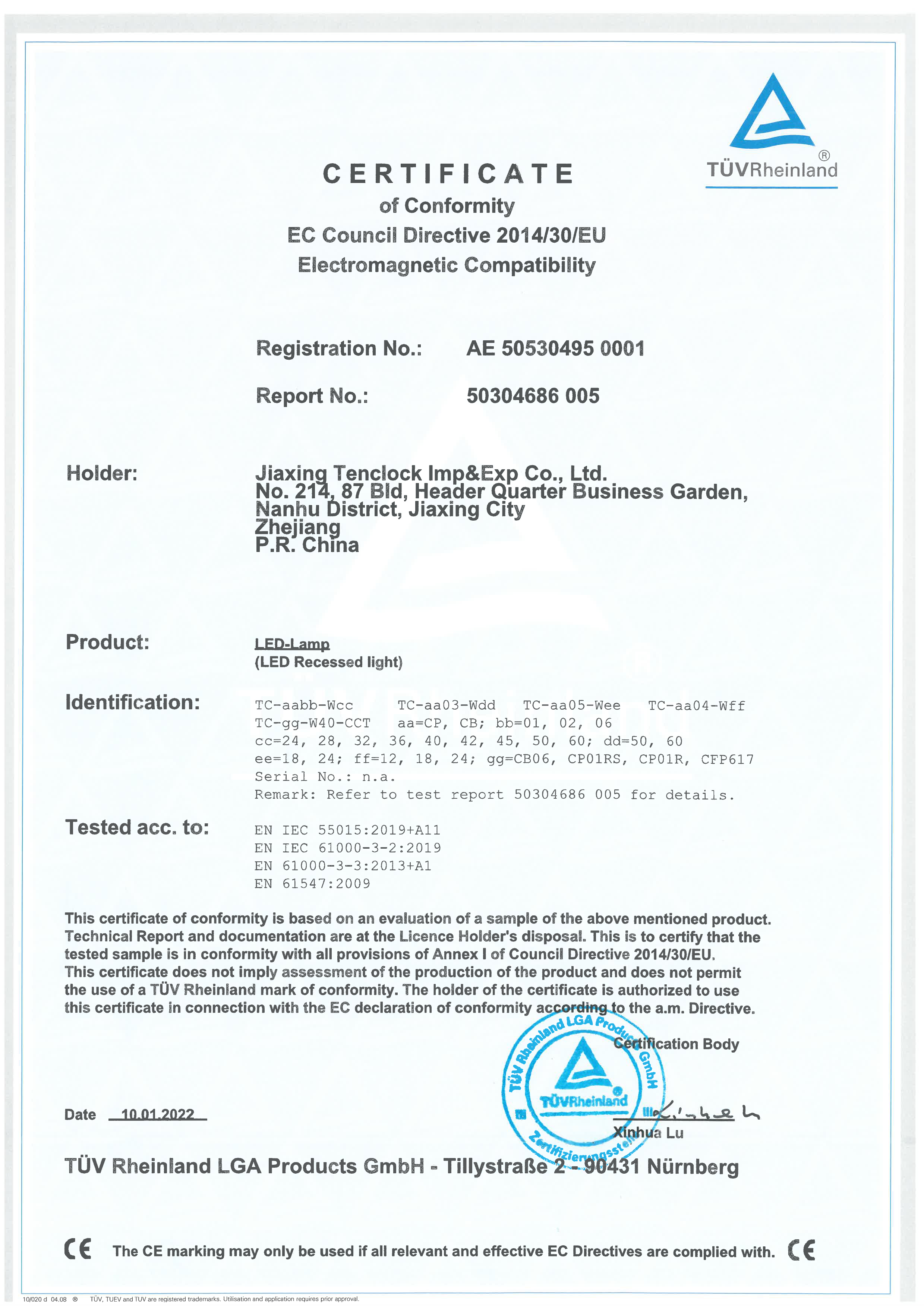 CE certificate for titanium products