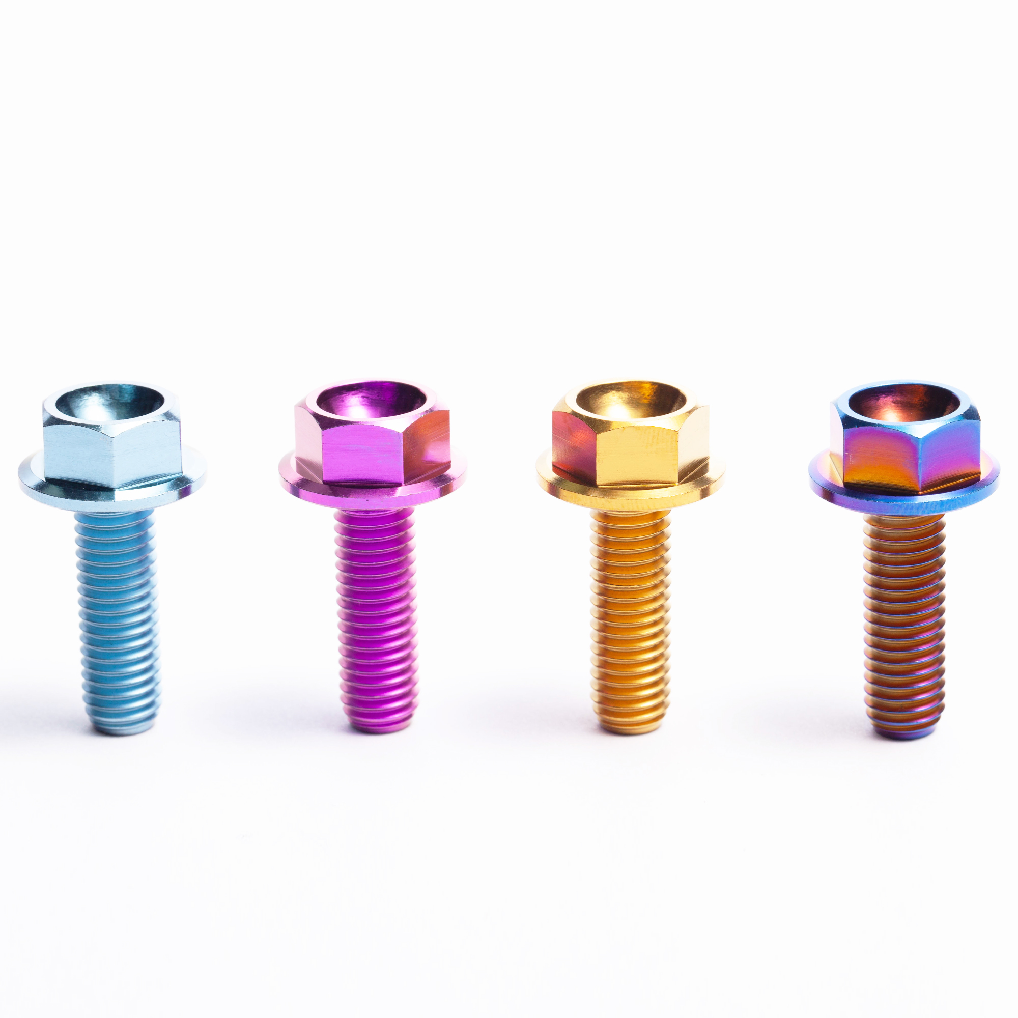 BSTTI DIN 6921 Titanium Alloy GR5 Hex Head Flange PVD Finish UNF Thread Bolt Screw Sizes M5-M10 Model MC-FL-01 for Motorbike