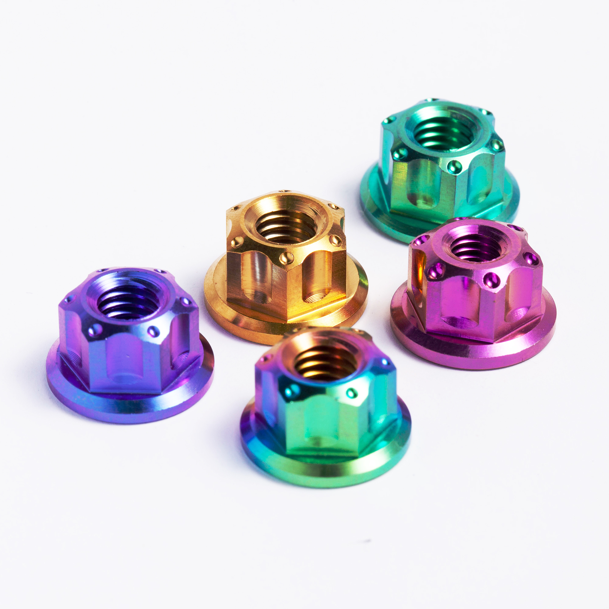 BST-TI MC-NUT-03 Titanium GR5 Self-Locking Hex Flanged Lug Lock Nuts for Motorcycle Applications Sizes M5-M12x1.5