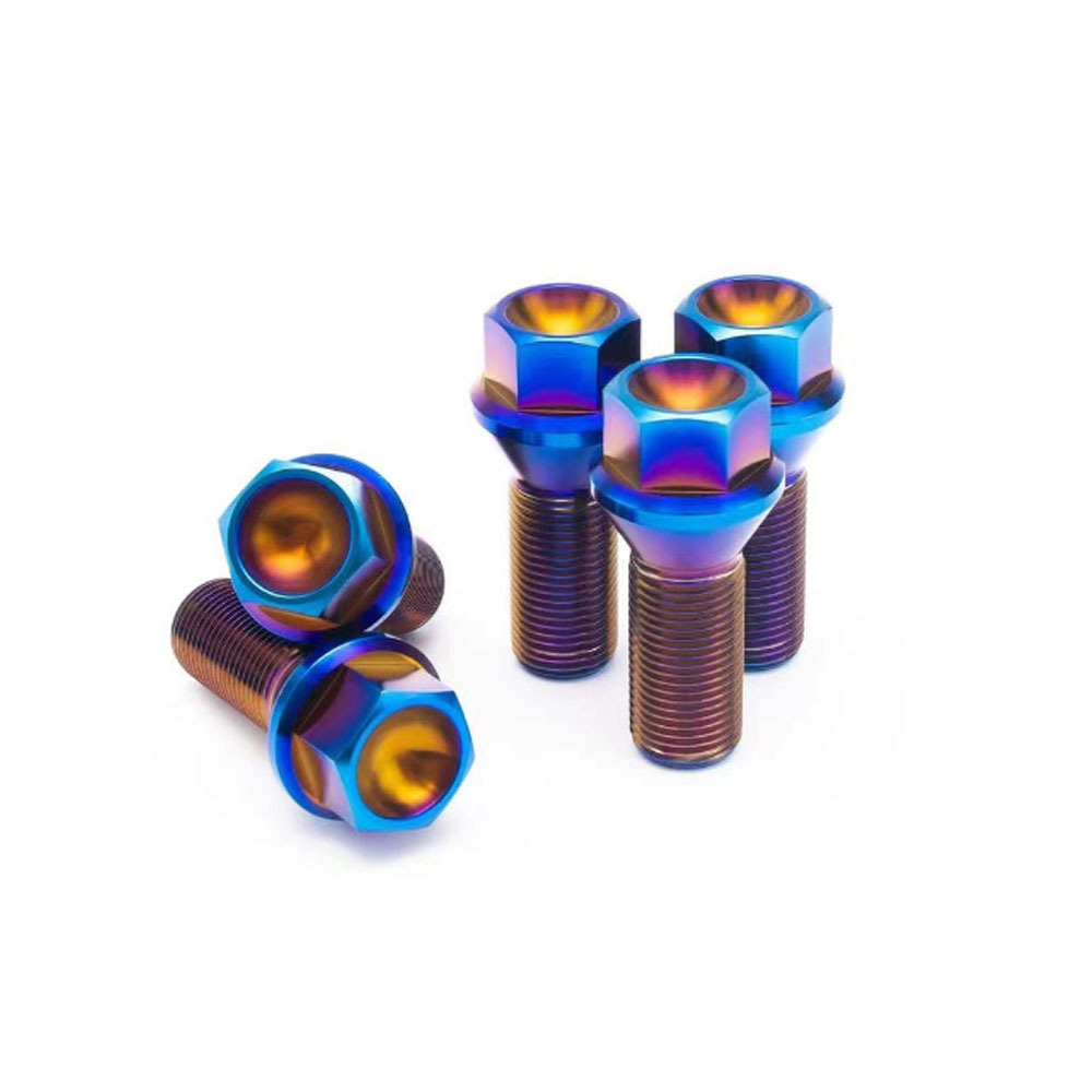 M6 M8 M9 M12 Titanium Gr5 Hex Head Flange Bolts Anodized Finish with M5 Thread Car Wheel Lug Bolts