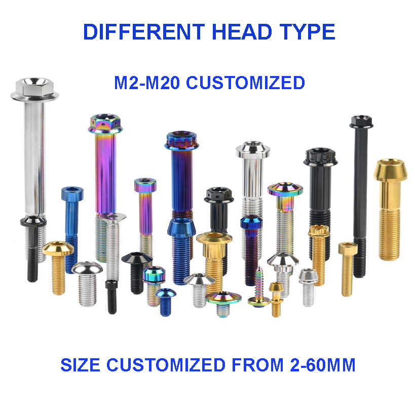 BST-TI Polished Titanium Alloy Gr5 DIN Standard Hexagon Head Disc Brake Motorcycle Heng Bolts for 12 Point M7 M5x80