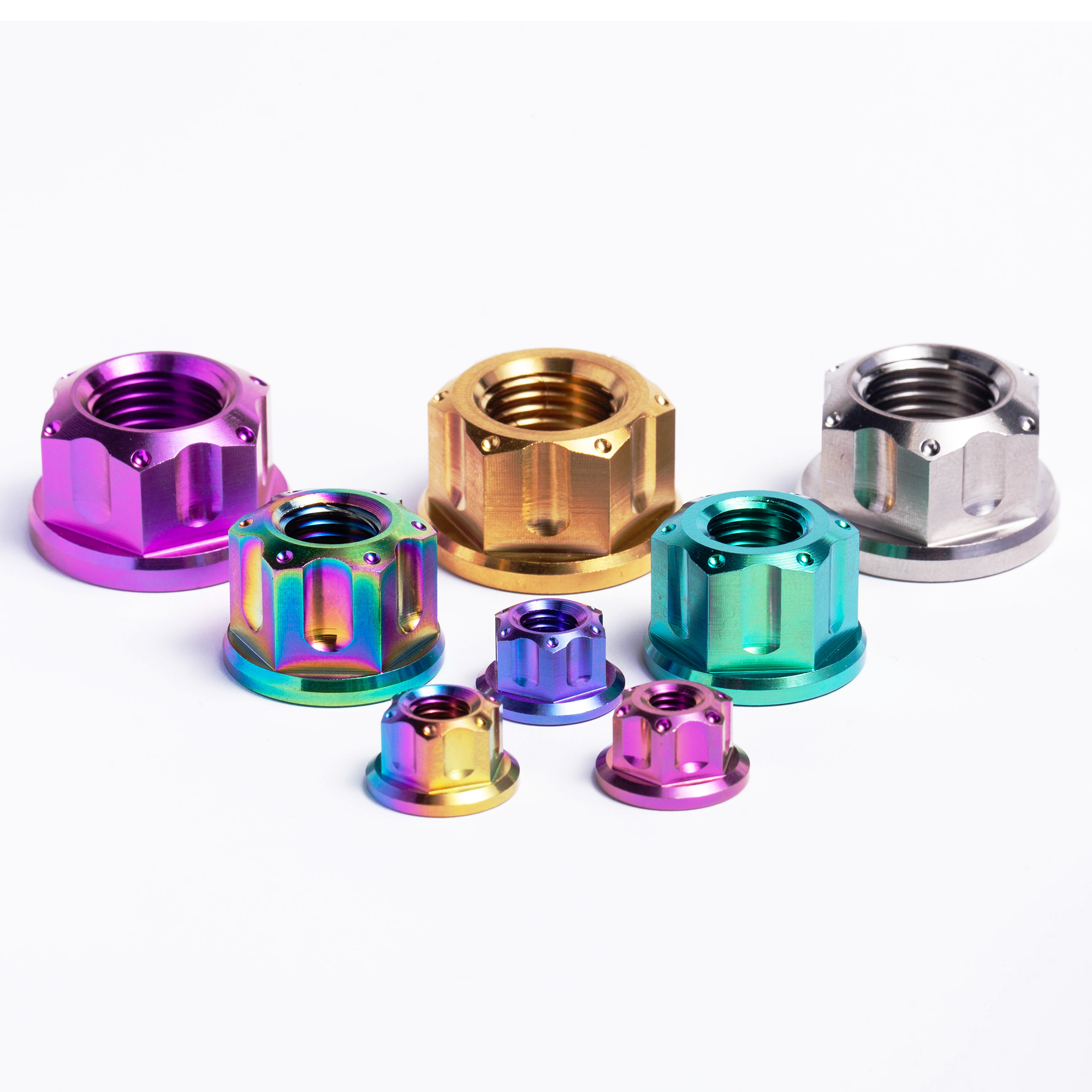BST-TI MC-NUT-03 Titanium GR5 Self-Locking Hex Flanged Lug Lock Nuts for Motorcycle Applications Sizes M5-M12x1.5