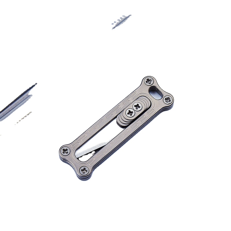 BST-TI Titanium Alloy EDC Pocket Knife Stainless Steel Lightweight Multi-functional Push-pull Window-breaking Quick-release DIY