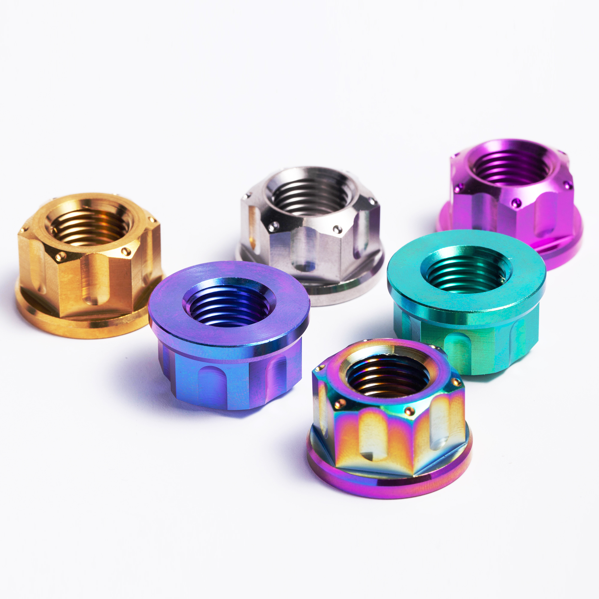 BST-TI MC-NUT-03 Titanium GR5 Self-Locking Hex Flanged Lug Lock Nuts for Motorcycle Applications Sizes M5-M12x1.5